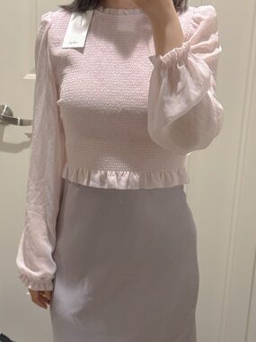 Aritzia Wilfred Mochi Pink Tempest blouse